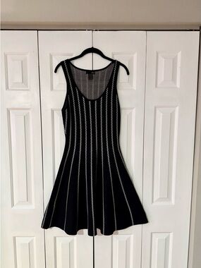 Aqua Sleeveless Knit Dress L Black Fit & Flare Minimal Chic